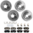KIT-073024-5810 4-Wheel Set Front and Rear Brake Disc and Pad Kit, Cross-drilled and Slotted 5 Lugs Front-300 mm/Rear-282.96 mm Ceramic, Includes (4) Brake Disc and (2) Brake Pad Set