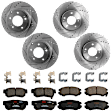 KIT-073024-5811 4-Wheel Set Front and Rear Brake Disc and Pad Kit, Cross-drilled and Slotted 5 Lugs Front-300 mm/Rear-282.96 mm Ceramic, Includes (4) Brake Disc and (2) Brake Pad Set