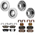 KIT-073024-5813 4-Wheel Set Front and Rear Brake Disc and Pad Kit, Plain Surface 5 Lugs Front-279.91 mm/Rear-261.87 mm Ceramic, Includes (4) Disc and (2) Pad Set