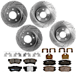 KIT-073024-5840 4-Wheel Set Front and Rear Brake Disc and Pad Kit, Cross-drilled and Slotted 5 Lugs Front-300 mm/Rear-282.96 mm Ceramic, Includes (4) Brake Disc and (2) Brake Pad Set