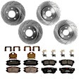 KIT-073024-5843 4-Wheel Set Front and Rear Brake Disc and Pad Kit, Cross-drilled and Slotted 5 Lugs Front-300 mm/Rear-282.96 mm Ceramic, Includes (4) Brake Disc and (2) Brake Pad Set