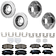 KIT-073024-5849 4-Wheel Set Front and Rear Brake Disc and Pad Kit, Plain Surface 5 Lugs Front-279.91 mm/Rear-261.87 mm Ceramic, Includes (4) Disc and (2) Pad Set