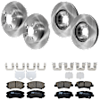 KIT-073024-5885 4-Wheel Set Front and Rear Brake Disc and Pad Kit, Plain Surface 5 Lugs Front-299.97 mm/Rear-282.96 mm Ceramic, Includes (4) Brake Disc and (2) Brake Pad Set