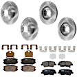 KIT-073024-5886 Front and Rear Brake Disc and Pad Kit, Plain Surface 5 Lugs Ceramic