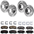 KIT-073024-5893 4-Wheel Set Front and Rear Brake Disc and Pad Kit, Plain Surface 5 Lugs Front-299.97 mm/Rear-282.96 mm Ceramic, Includes (4) Brake Disc and (2) Brake Pad Set