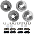 KIT-073024-5903 4-Wheel Set Front and Rear Brake Disc and Pad Kit, Cross-drilled and Slotted 5 Lugs Front-300 mm/Rear-282.96 mm Ceramic, Includes (4) Brake Disc and (2) Brake Pad Set