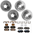 KIT-073024-5904 4-Wheel Set Front and Rear Brake Disc and Pad Kit, Cross-drilled and Slotted 5 Lugs Front-300 mm/Rear-282.96 mm Ceramic, Includes (4) Brake Disc and (2) Brake Pad Set