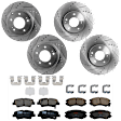 KIT-073024-5905 4-Wheel Set Front and Rear Brake Disc and Pad Kit, Cross-drilled and Slotted 5 Lugs Front-300 mm/Rear-282.96 mm Ceramic, Includes (4) Brake Disc and (2) Brake Pad Set