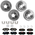 KIT-073024-5906 4-Wheel Set Front and Rear Brake Disc and Pad Kit, Cross-drilled and Slotted 5 Lugs Front-300 mm/Rear-282.96 mm Ceramic, Includes (4) Brake Disc and (2) Brake Pad Set