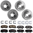 KIT-073024-5911 4-Wheel Set Front and Rear Brake Disc and Pad Kit, Cross-drilled and Slotted 5 Lugs Front-300 mm/Rear-282.96 mm Ceramic, Includes (4) Brake Disc and (2) Brake Pad Set