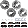KIT-073024-5912 4-Wheel Set Front and Rear Brake Disc and Pad Kit, Cross-drilled and Slotted 5 Lugs Front-300 mm/Rear-282.96 mm Ceramic, Includes (4) Brake Disc and (2) Brake Pad Set