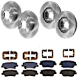 KIT-073024-5921 4-Wheel Set Front and Rear Brake Disc and Pad Kit, Plain Surface 5 Lugs Front-299.97 mm/Rear-282.96 mm Semi-metallic, Includes (4) Brake Disc and (2) Brake Pad Set