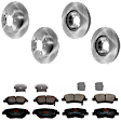 KIT-073024-5931 Front and Rear Brake Disc and Pad Kit, Plain Surface 5 Lugs Front-Ceramic, Rear-Semi-Metallic