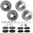 2013 Kia Optima - 4-Wheel Set Front and Rear Brake Disc and Pad Kit, Cross-drilled and Slotted, 5 Lugs, Front-300 mm/Rear-282.96 mm, Front-Ceramic/Rear-Semi-Metallic, Manual Parking Brakes, 2.4L 4Cyl, Includes (4) Disc and (2) Pad Set