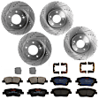 KIT-073024-5945 4-Wheel Set Front and Rear Brake Disc and Pad Kit, Cross-drilled and Slotted 5 Lugs Front-300 mm/Rear-282.96 mm Semi-metallic, Includes (4) Brake Disc and (2) Brake Pad Set