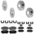 KIT-073024-5981 4-Wheel Set Front and Rear Brake Disc and Pad Kit, Plain Surface 5 Lugs Front-305.05 mm/Rear-302.01 mm Ceramic, Includes (4) Brake Disc and (2) Brake Pad Set