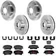 KIT-073024-5982 4-Wheel Set Front and Rear Brake Disc and Pad Kit, Plain Surface 5 Lugs Front-305.05 mm/Rear-302.01 mm Ceramic, Includes (4) Brake Disc and (2) Brake Pad Set