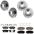 KIT-073024-5996 4-Wheel Set Front and Rear Brake Disc and Pad Kit, Plain Surface 5 Lugs Front-303.02 mm/Rear-261.87 mm Ceramic, Includes (2) Brake Pad Set and (4) Brake Disc