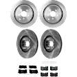 KIT-073024-6005 4-Wheel Set Front and Rear Brake Disc and Pad Kit, Plain Surface 5 Lugs Front-355.09 mm/Rear-350.01 mm Semi-metallic, Includes (2) Brake Pad Set and (4) Brake Disc