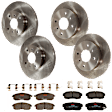 KIT-073024-6025 4-Wheel Set Front and Rear Brake Disc and Pad Kit, Plain Surface 4 Lugs Front-279.91 mm/Rear-258.06 mm Semi-metallic, Includes (4) Brake Disc and (2) Brake Pad Set