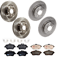 KIT-073024-6073 Front and Rear Brake Disc and Pad Kit, Plain Surface 5 Lugs Front-Ceramic, Rear-Semi-Metallic