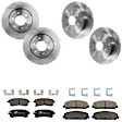 KIT-073024-6082 4-Wheel Set Front and Rear Brake Disc and Pad Kit, Plain Surface 6 Lugs Front and Rear-350.01 mm Ceramic, Includes (2) Brake Pad Set and (4) Brake Disc