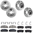 KIT-073024-6083 4-Wheel Set Front and Rear Brake Disc and Pad Kit, Plain Surface 6 Lugs Front and Rear-350.01 mm Ceramic, Includes (2) Brake Pad Set and (4) Brake Disc