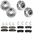 KIT-073024-6084 4-Wheel Set Front and Rear Brake Disc and Pad Kit, Plain Surface 6 Lugs Front and Rear-350.01 mm Ceramic, Includes (2) Brake Pad Set and (4) Brake Disc