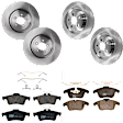 KIT-073024-6141 4-Wheel Set Front and Rear Brake Disc and Pad Kit, Plain Surface 5 Lugs Front-354.7 mm/Rear-325.88 mm Semi-metallic, Includes (2) Brake Pad Set and (4) Brake Disc