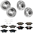 KIT-073024-6142 4-Wheel Set Front and Rear Brake Disc and Pad Kit, Plain Surface 5 Lugs Front-354.7 mm/Rear-325.88 mm Semi-metallic, Includes (2) Brake Pad Set and (4) Brake Disc