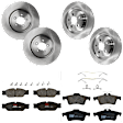 KIT-073024-6144 Front and Rear Brake Disc and Pad Kit, Plain Surface, 5 Lugs, Front-354.7 mm/Rear-325.88 mm, Front-Ceramic/Rear-Semi-Metallic