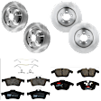 KIT-073024-6160 4-Wheel Set Front and Rear Brake Disc and Pad Kit, Plain Surface 5 Lugs Front and Rear-325.88 mm Semi-metallic, Includes (4) Brake Disc and (2) Brake Pad Set