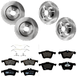 KIT-073024-6172 4-Wheel Set Front and Rear Brake Disc and Pad Kit, Plain Surface 5 Lugs Front-354.7 mm/Rear-325.88 mm Semi-metallic, Includes (2) Brake Pad Set and (4) Brake Disc