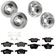KIT-073024-6173 4-Wheel Set Front and Rear Brake Disc and Pad Kit, Plain Surface 5 Lugs Front-354.7 mm/Rear-325.88 mm Semi-metallic, Includes (2) Brake Pad Set and (4) Brake Disc