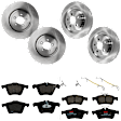 KIT-073024-6174 4-Wheel Set Front and Rear Brake Disc and Pad Kit, Plain Surface 5 Lugs Front-354.7 mm/Rear-325.88 mm Semi-metallic, Includes (2) Brake Pad Set and (4) Brake Disc