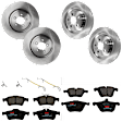 KIT-073024-6175 4-Wheel Set Front and Rear Brake Disc and Pad Kit, Plain Surface 5 Lugs Front-354.7 mm/Rear-325.88 mm Semi-metallic, Includes (2) Brake Pad Set and (4) Brake Disc