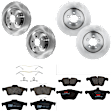 KIT-073024-6199 4-Wheel Set Front and Rear Brake Disc and Pad Kit, Plain Surface 5 Lugs Front and Rear-325.88 mm Semi-metallic, Includes (4) Brake Disc and (2) Brake Pad Set