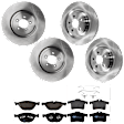 KIT-073024-6214 4-Wheel Set Front and Rear Brake Disc and Pad Kit, Plain Surface 5 Lugs Front-354.7 mm/Rear-325.88 mm Semi-metallic, Includes (2) Brake Pad Set and (4) Brake Disc
