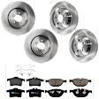 KIT-073024-6216 4-Wheel Set Front and Rear Brake Disc and Pad Kit, Plain Surface 5 Lugs Front-354.7 mm/Rear-325.88 mm Semi-metallic, Includes (2) Brake Pad Set and (4) Brake Disc