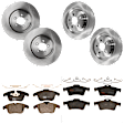 KIT-073024-6219 Front and Rear Brake Disc and Pad Kit, Plain Surface, 5 Lugs, Front-354.7 mm/Rear-325.88 mm, Front-Semi-Metallic/Rear-Ceramic