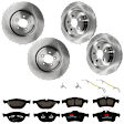 KIT-073024-6224 4-Wheel Set Front and Rear Brake Disc and Pad Kit, Plain Surface 5 Lugs Front-354.7 mm/Rear-325.88 mm Semi-metallic, Includes (2) Brake Pad Set and (4) Brake Disc
