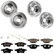 KIT-073024-6225 4-Wheel Set Front and Rear Brake Disc and Pad Kit, Plain Surface 5 Lugs Front-354.7 mm/Rear-325.88 mm Semi-metallic, Includes (2) Brake Pad Set and (4) Brake Disc