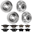 KIT-073024-6228 4-Wheel Set Front and Rear Brake Disc and Pad Kit, Plain Surface 5 Lugs Front-354.7 mm/Rear-325.88 mm Semi-metallic, Includes (2) Brake Pad Set and (4) Brake Disc