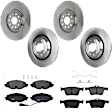 KIT-073024-622 4-Wheel Set Front and Rear Brake Disc and Pad Kit, Plain Surface 5 Lugs Front-340.11 mm/Rear-309.88 mm Semi-metallic, Includes (4) Brake Disc and (2) Brake Pad Set