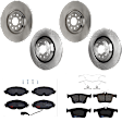 KIT-073024-623 4-Wheel Set Front and Rear Brake Disc and Pad Kit, Plain Surface 5 Lugs Front-340.11 mm/Rear-309.88 mm Semi-metallic, Includes (4) Brake Disc and (2) Brake Pad Set