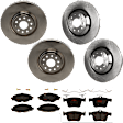 KIT-073024-624 Front and Rear Brake Disc and Pad Kit, Plain Surface, 5 Lugs, Front-340.11 mm/Rear-309.88 mm, Front-Ceramic/Rear-Semi-Metallic