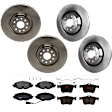 KIT-073024-625 4-Wheel Set Front and Rear Brake Disc and Pad Kit, Plain Surface 5 Lugs Front-340.11 mm/Rear-309.88 mm Semi-metallic, Includes (4) Brake Disc and (2) Brake Pad Set