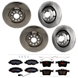 KIT-073024-626 4-Wheel Set Front and Rear Brake Disc and Pad Kit, Plain Surface 5 Lugs Front-340.11 mm/Rear-309.88 mm Semi-metallic, Includes (4) Brake Disc and (2) Brake Pad Set