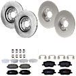 KIT-073024-6293 4-Wheel Set Front and Rear Brake Disc and Pad Kit, Plain Surface 5 Lugs Front-305 mm/Rear-278 mm Ceramic, Includes (4) Brake Disc and (2) Brake Pad Set