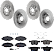 KIT-073024-629 4-Wheel Set Front and Rear Brake Disc and Pad Kit, Plain Surface 5 Lugs Front-340.11 mm/Rear-272.03 mm Semi-metallic, Includes (4) Brake Disc and (2) Brake Pad Set